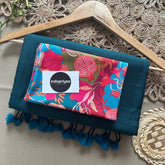 Rama Handloom Khadi Cotton Saree With Multi Colour Print Blouse